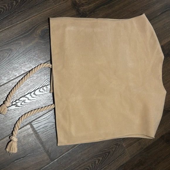 NWT Maeve by Anthropologie Cropped Sweater Vest Boxy  Academia Utility tan  Rope - Picture 8 of 9